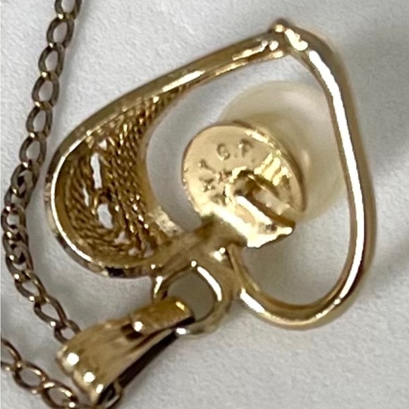 Vintage necklace, 12ktgf pearl heart pendant pearl - Picture 5 of 5